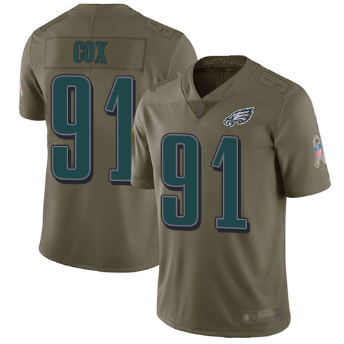 Men Philadelphia Eagles #91 Fletcher Cox Limited Olive 2017 Salute to Service Football NFL Jersey->philadelphia eagles->NFL Jersey